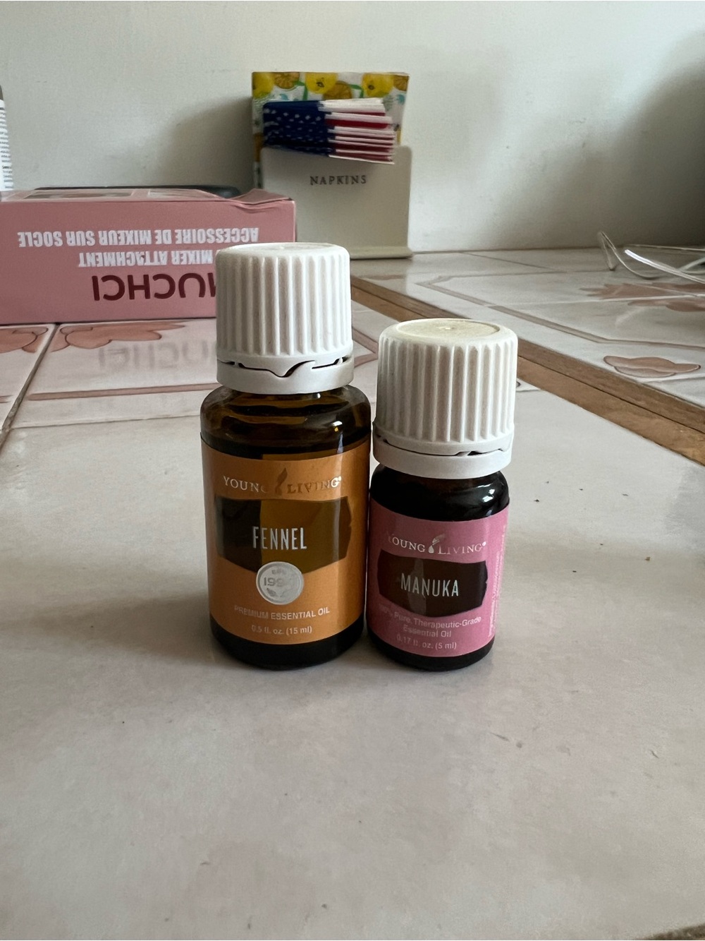 Young Living Fennel & Manuka Essential Oils - Yellow & Pink Labels